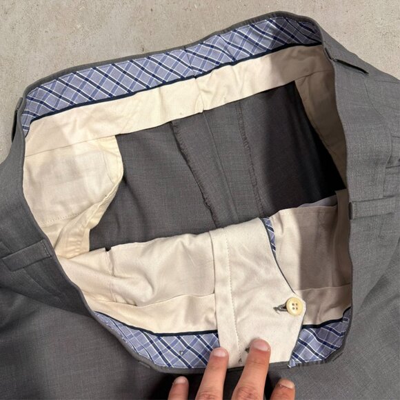 Jack Victor Dress Pants Stretch Wool Trousers Sharkskin Grey 40x32 - Picture 3 of 9